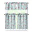 thumbnail image 1 of Kitchen Curtains 36 Inch Short - 3 Panel Set, Flamingo Tropical Bird Print, Rod Pocket Window Curtain, 100% Polyester for Hawaiian Summer Beach Decor, Easy Wash, 1 of 6