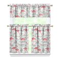 thumbnail image 1 of Kitchen Curtains 36 Inch Short - 3 Panel Set, Flamingo Tropical Bird Print, Rod Pocket Window Curtain, 100% Polyester for Hawaiian Summer Beach Decor, Easy Wash, 1 of 6