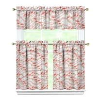 Kitchen Curtains 36 Inch Short - 3 Panel Set, Flamingo Tropical Bird Print, Rod Pocket Window Curtain, 100% Polyester for Hawaiian Summer Beach Decor, Easy Wash