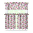 thumbnail image 1 of Kitchen Curtains 36 Inch Short - 3 Panel Set, Flamingo Tropical Bird Print, Rod Pocket Window Curtain, 100% Polyester for Hawaiian Summer Beach Decor, Easy Wash, 1 of 6