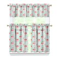 thumbnail image 1 of Kitchen Curtains 36 Inch Short - 3 Panel Set, Flamingo Tropical Bird Print, Rod Pocket Window Curtain, 100% Polyester for Hawaiian Summer Beach Decor, Easy Wash, 1 of 6