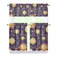 thumbnail image 1 of Kitchen Curtains 36 Inch Short - 3 Panel Set, Gothic Celestial Sun and Moon Print, Mystical Starry Night Astrology Aesthetic, Rod Pocket Window Curtain, Easy Wash, 1 of 6