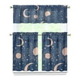 thumbnail image 1 of Kitchen Curtains 36 Inch Short - 3 Panel Set, Gothic Celestial Sun and Moon Print, Mystical Starry Night Astrology Aesthetic, Rod Pocket Window Curtain, Easy Wash, 1 of 6