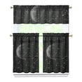 thumbnail image 1 of Kitchen Curtains 36 Inch Short - 3 Panel Set, Gothic Celestial Sun and Moon Print, Mystical Starry Night Astrology Aesthetic, Rod Pocket Window Curtain, Easy Wash, 1 of 6