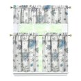 thumbnail image 1 of Kitchen Curtains 36 Inch Short - 3 Panel Set, Hawaiian Sea Turtle Ocean Design, Tropical Underwater Marine Life Print, Rod Pocket Window Curtain, Easy Wash, 1 of 6