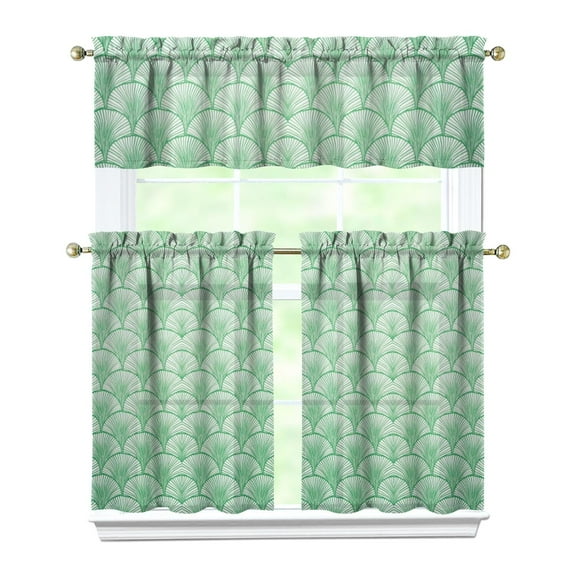 Kitchen Curtains 36 Inch Short - 3 Panel Set, Mermaid Ocean Underwater Coral Design, Rod Pocket Window Curtain, 100% Polyester, Easy Wash for Farmhouse, Nautical Kitchen, Bathroom