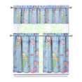 thumbnail image 1 of Kitchen Curtains 36 Inch Short - 3 Panel Set, Mermaid Ocean Underwater Coral Design, Rod Pocket Window Curtain, 100% Polyester, Easy Wash for Farmhouse, Nautical Kitchen, Bathroom, 1 of 6