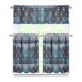 thumbnail image 1 of Kitchen Curtains 36 Inch Short - 3 Panel Set, Nautical Anchor Lighthouse Coastal Design, Rod Pocket Window Curtain for Beach House, Marine Ocean Wave Pattern, Easy Wash, 1 of 6