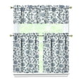 thumbnail image 1 of Kitchen Curtains 36 Inch Short - 3 Panel Set, Nautical Anchor Lighthouse Coastal Design, Rod Pocket Window Curtain for Beach House, Marine Ocean Wave Pattern, Easy Wash, 1 of 6