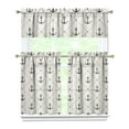 thumbnail image 1 of Kitchen Curtains 36 Inch Short - 3 Panel Set, Nautical Anchor Lighthouse Coastal Design, Rod Pocket Window Curtain for Beach House, Marine Ocean Wave Pattern, Easy Wash, 1 of 6