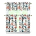 thumbnail image 1 of Kitchen Curtains 36 Inch Short - 3 Panel Set, Nautical Anchor Lighthouse Coastal Design, Rod Pocket Window Curtain for Beach House, Marine Ocean Wave Pattern, Easy Wash, 1 of 6