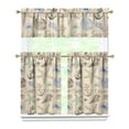 thumbnail image 1 of Kitchen Curtains 36 Inch Short - 3 Panel Set, Nautical Starfish Beach Seashell Mermaid Theme, Rod Pocket Window Curtain for Tropical Farmhouse, Easy Wash, 1 of 6