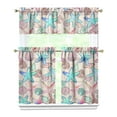 thumbnail image 1 of Kitchen Curtains 36 Inch Short - 3 Panel Set, Nautical Starfish Beach Seashell Mermaid Theme, Rod Pocket Window Curtain for Tropical Farmhouse, Easy Wash, 1 of 6