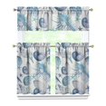 thumbnail image 1 of Kitchen Curtains 36 Inch Short - 3 Panel Set, Nautical Starfish Beach Seashell Mermaid Theme, Rod Pocket Window Curtain for Tropical Farmhouse, Easy Wash, 1 of 6