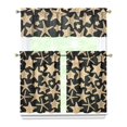 thumbnail image 1 of Kitchen Curtains 36 Inch Short - 3 Panel Set, Nautical Starfish Beach Seashell Mermaid Theme, Rod Pocket Window Curtain for Tropical Farmhouse, Easy Wash, 1 of 6