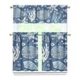 thumbnail image 1 of Kitchen Curtains 36 Inch Short - 3 Panel Set, Nautical Starfish Beach Seashell Mermaid Theme, Rod Pocket Window Curtain for Tropical Farmhouse, Easy Wash, 1 of 6