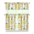 thumbnail image 1 of Kitchen Curtains 36 Inch Short - 3 Panel Set Pineapple Print, Rod Pocket Window Curtains 100% Polyester, Tropical Fruit Valance for Farmhouse, Cafe, Living Room, Bedroom, Easy Wash, 1 of 6