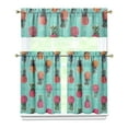 thumbnail image 1 of Kitchen Curtains 36 Inch Short - 3 Panel Set Pineapple Print, Rod Pocket Window Curtains 100% Polyester, Tropical Fruit Valance for Farmhouse, Cafe, Living Room, Bedroom, Easy Wash, 1 of 6