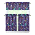 thumbnail image 1 of Kitchen Curtains 36 Inch Short - 3 Panel Set, Rod Pocket Window Curtain, 100% Polyester for Farmhouse, Cafe, Kitchen, Living Room, Bedroom, Galaxy & Space-Themed Design, Easy Wash, 1 of 3