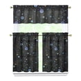 thumbnail image 1 of Kitchen Curtains 36 Inch Short - 3 Panel Set, Rod Pocket Window Curtain, 100% Polyester for Farmhouse, Cafe, Kitchen, Living Room, Bedroom, Galaxy & Space-Themed Design, Easy Wash, 1 of 5