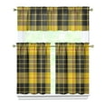 thumbnail image 1 of Kitchen Curtains 36 Inch Short - 3 Panel Set, Rod Pocket Window Curtain, 100% Polyester for Farmhouse, Cafe, Kitchen, Living Room, Bedroom, Rustic Buffalo Plaid & Geometric Design, Easy Wash, 1 of 6