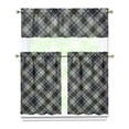 thumbnail image 1 of Kitchen Curtains 36 Inch Short - 3 Panel Set, Rod Pocket Window Curtain, 100% Polyester for Farmhouse, Cafe, Kitchen, Living Room, Bedroom, Rustic Buffalo Plaid & Geometric Design, Easy Wash, 1 of 6