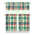 thumbnail image 1 of Kitchen Curtains 36 Inch Short - 3 Panel Set, Rod Pocket Window Curtain, 100% Polyester for Farmhouse, Cafe, Kitchen, Living Room, Bedroom, Rustic Buffalo Plaid & Geometric Design, Easy Wash, 1 of 4