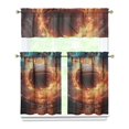 thumbnail image 1 of Kitchen Curtains 36 Inch Short - 3 Panel Set, Rod Pocket Window Curtain, 100% Polyester for Farmhouse, Cafe, Kitchen, Living Room, Bedroom, Sports-Themed Design, Easy Wash, 1 of 6