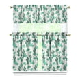 thumbnail image 1 of Kitchen Curtains 36 Inch Short - 3 Panel Set, Rod Pocket Window Curtain with Boho Cactus and Succulent Art, 100% Polyester for Farmhouse, Cafe, Kitchen, Bedroom, Easy Wash, 1 of 6