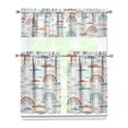 thumbnail image 1 of Kitchen Curtains 36 Inch Short - 3 Panel Set, Rod Pocket Window Curtain, Boho Floral Tribal Style, 100% Polyester for Farmhouse, Kitchen, Cafe, Bedroom, Easy Wash, 1 of 6