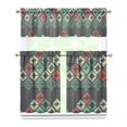 thumbnail image 1 of Kitchen Curtains 36 Inch Short - 3 Panel Set, Rod Pocket Window Curtain, Boho Floral Tribal Style, 100% Polyester for Farmhouse, Kitchen, Cafe, Bedroom, Easy Wash, 1 of 5
