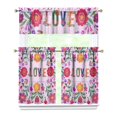 thumbnail image 1 of Kitchen Curtains 36 Inch Short - 3 Panel Set, Rod Pocket Window Curtain, Boho Floral Tribal Style, 100% Polyester for Farmhouse, Kitchen, Cafe, Bedroom, Easy Wash, 1 of 6