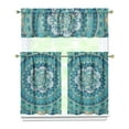 thumbnail image 1 of Kitchen Curtains 36 Inch Short - 3 Panel Set, Rod Pocket Window Curtain, Boho Floral Tribal Style, 100% Polyester for Farmhouse, Kitchen, Cafe, Bedroom, Easy Wash, 1 of 6