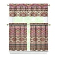 thumbnail image 1 of Kitchen Curtains 36 Inch Short - 3 Panel Set, Rod Pocket Window Curtain, Boho Floral Tribal Style, 100% Polyester for Farmhouse, Kitchen, Cafe, Bedroom, Easy Wash, 1 of 6