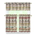 thumbnail image 1 of Kitchen Curtains 36 Inch Short - 3 Panel Set, Rod Pocket Window Curtain, Boho Floral Tribal Style, 100% Polyester for Farmhouse, Kitchen, Cafe, Bedroom, Easy Wash, 1 of 5