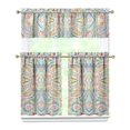 thumbnail image 1 of Kitchen Curtains 36 Inch Short - 3 Panel Set, Rod Pocket Window Curtain, Boho Floral Tribal Style, 100% Polyester for Farmhouse, Kitchen, Cafe, Bedroom, Easy Wash, 1 of 6