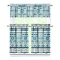 thumbnail image 1 of Kitchen Curtains 36 Inch Short - 3 Panel Set, Rod Pocket Window Curtain, Boho Floral Tribal Style, 100% Polyester for Farmhouse, Kitchen, Cafe, Bedroom, Easy Wash, 1 of 6