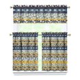 thumbnail image 1 of Kitchen Curtains 36 Inch Short - 3 Panel Set, Rod Pocket Window Curtain, Boho Floral Tribal Style, 100% Polyester for Farmhouse, Kitchen, Cafe, Bedroom, Easy Wash, 1 of 6