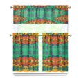 thumbnail image 1 of Kitchen Curtains 36 Inch Short - 3 Panel Set, Rod Pocket Window Curtain, Boho Floral Tribal Style, 100% Polyester for Farmhouse, Kitchen, Cafe, Bedroom, Easy Wash, 1 of 4