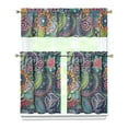 thumbnail image 1 of Kitchen Curtains 36 Inch Short - 3 Panel Set, Rod Pocket Window Curtain, Boho Floral Tribal Style, 100% Polyester for Farmhouse, Kitchen, Cafe, Bedroom, Easy Wash, 1 of 6