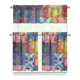 thumbnail image 1 of Kitchen Curtains 36 Inch Short - 3 Panel Set, Rod Pocket Window Curtain, Boho Floral Tribal Style, 100% Polyester for Farmhouse, Kitchen, Cafe, Bedroom, Easy Wash, 1 of 6