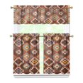 thumbnail image 1 of Kitchen Curtains 36 Inch Short - 3 Panel Set, Rod Pocket Window Curtain, Boho Floral Tribal Style, 100% Polyester for Farmhouse, Kitchen, Cafe, Bedroom, Easy Wash, 1 of 4