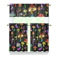 thumbnail image 1 of Kitchen Curtains 36 Inch Short - 3 Panel Set, Rod Pocket Window Curtain with Boho Vintage Mushroom Print, 100% Polyester for Farmhouse, Cafe, Kitchen, Bedroom, Easy Wash, 1 of 6