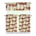 thumbnail image 1 of Kitchen Curtains 36 Inch Short - 3 Panel Set, Rod Pocket Window Curtain with Hamburger Sandwich Print, 100% Polyester for Farmhouse, Cafe, Kitchen, Bedroom, Easy Wash, Foodie Decor, 1 of 6