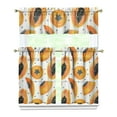 thumbnail image 1 of Kitchen Curtains 36 Inch Short - 3 Panel Set, Rod Pocket Window Curtain with Papaya Tropical Fruit Pattern, 100% Polyester for Farmhouse, Cafe, Kitchen, Living Room, Bedroom, Easy Wash, 1 of 6