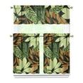 thumbnail image 1 of Kitchen Curtains 36 Inch Short - 3 Panel Set, Rod Pocket Window Curtain with Tropical Leaf Botanical Print, 100% Polyester for Farmhouse, Cafe, Kitchen, Bedroom, Easy Wash, 1 of 6