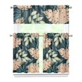 thumbnail image 1 of Kitchen Curtains 36 Inch Short - 3 Panel Set, Rod Pocket Window Curtain with Tropical Leaf Botanical Print, 100% Polyester for Farmhouse, Cafe, Kitchen, Bedroom, Easy Wash, 1 of 6