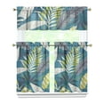 thumbnail image 1 of Kitchen Curtains 36 Inch Short - 3 Panel Set, Rod Pocket Window Curtain with Tropical Leaf Botanical Print, 100% Polyester for Farmhouse, Cafe, Kitchen, Bedroom, Easy Wash, 1 of 6