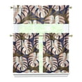 thumbnail image 1 of Kitchen Curtains 36 Inch Short - 3 Panel Set, Rod Pocket Window Curtain with Tropical Leaf Botanical Print, 100% Polyester for Farmhouse, Cafe, Kitchen, Bedroom, Easy Wash, 1 of 6