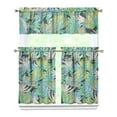 thumbnail image 1 of Kitchen Curtains 36 Inch Short - 3 Panel Set, Rod Pocket Window Curtain with Tropical Leaf Botanical Print, 100% Polyester for Farmhouse, Cafe, Kitchen, Bedroom, Easy Wash, 1 of 6